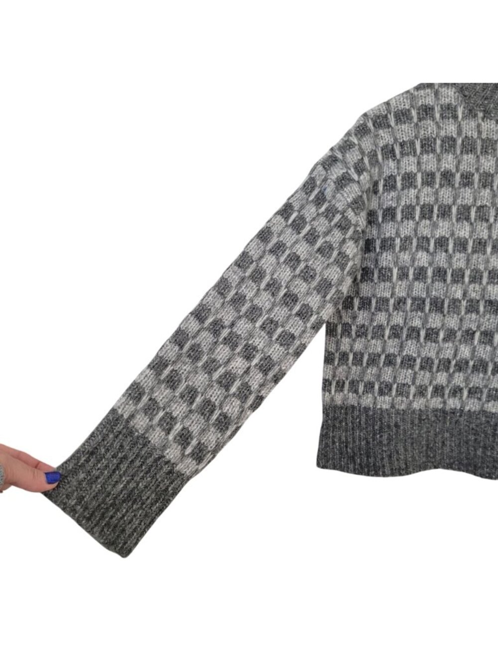 Everlane The Cloud Checkered Turtleneck Sweater XS Gary Merino Wool Alpaca NWT - Picture 5 of 8